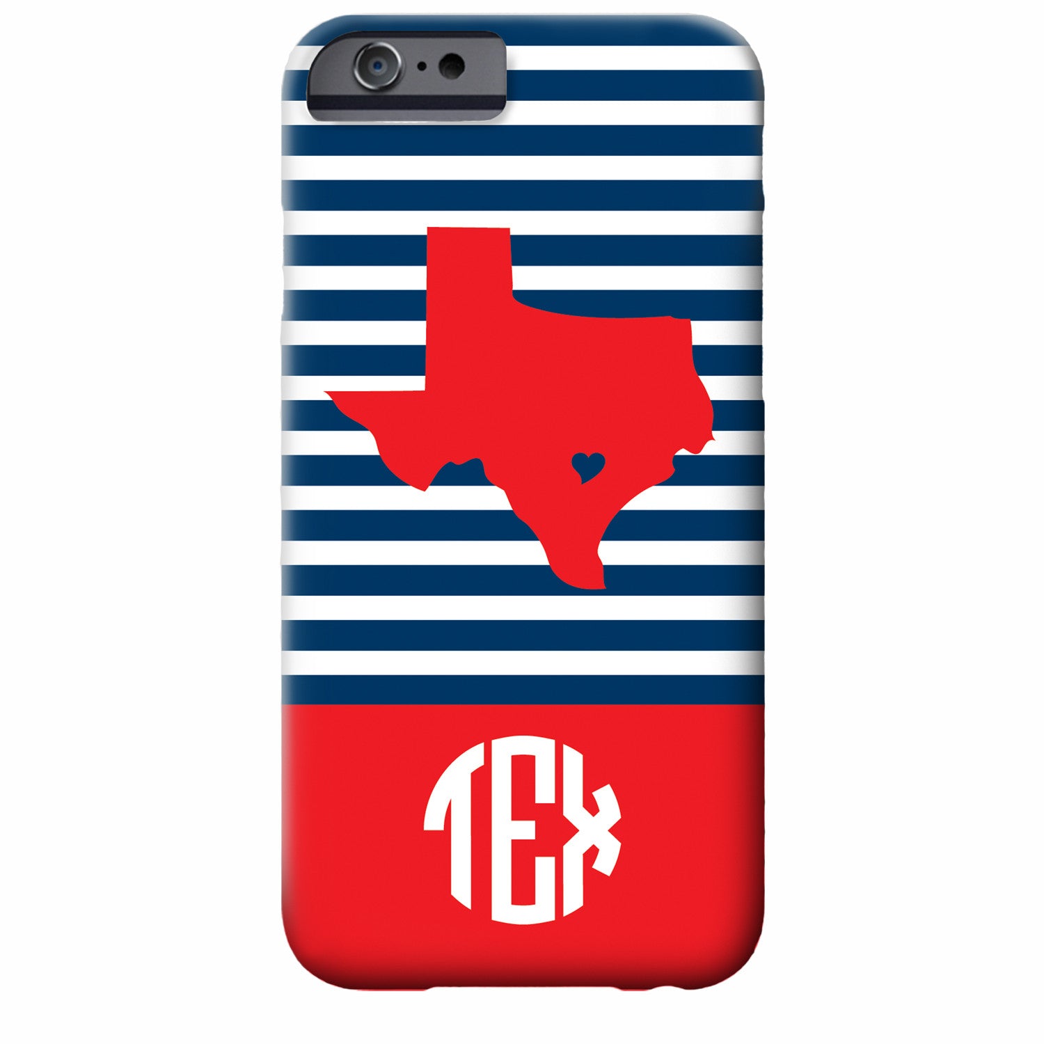 Monogrammed Skinny Stripe State Love iPhone Case | Swanky Press