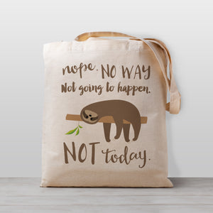 Sloth Tote Bag, "nope, No Way." 100% Natural Cotton Canvas Tote Bag