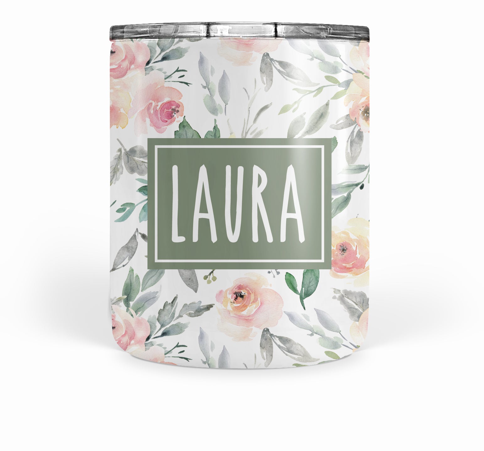 Soft Peach and White Double Walled Stainless Tumbler (short)