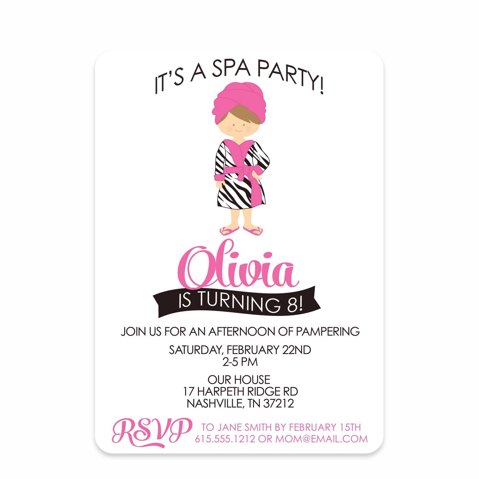 Spa Party Birthday Invitation | Pipsy.com | Pink