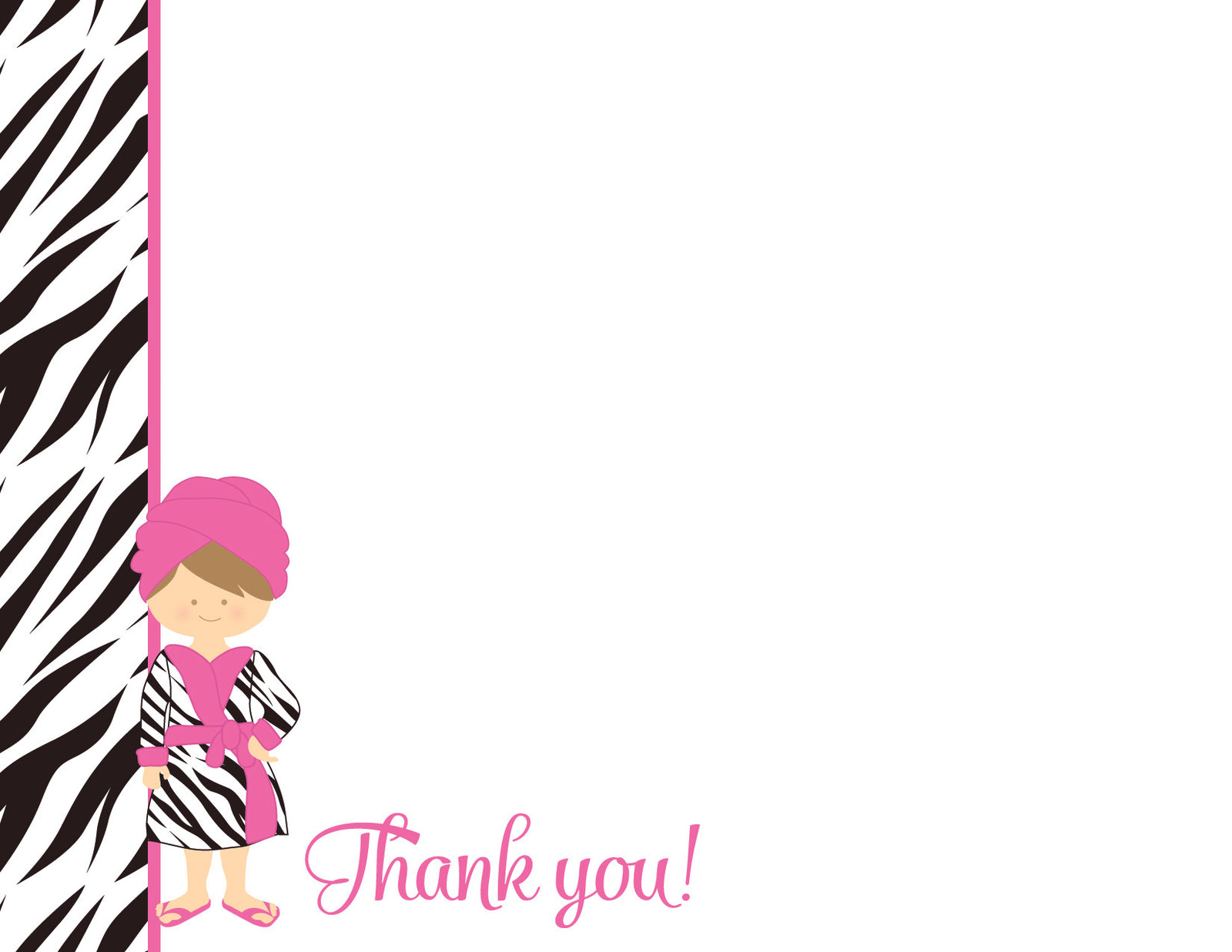 Spa thank you notes in hot pink with zebra stripes