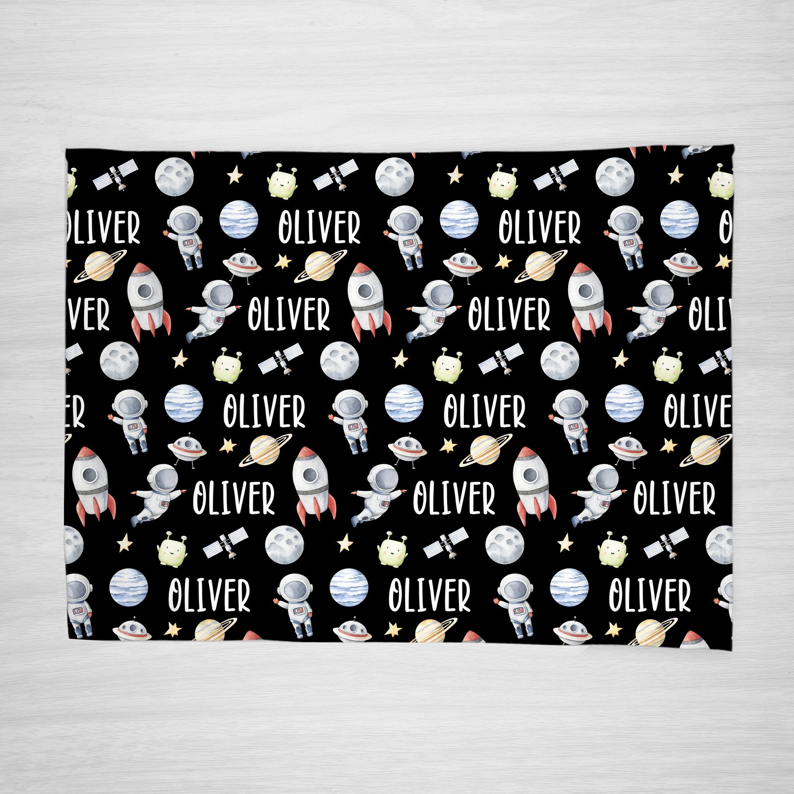Astronaut in Outer Space Personalized name blanket in fleecew