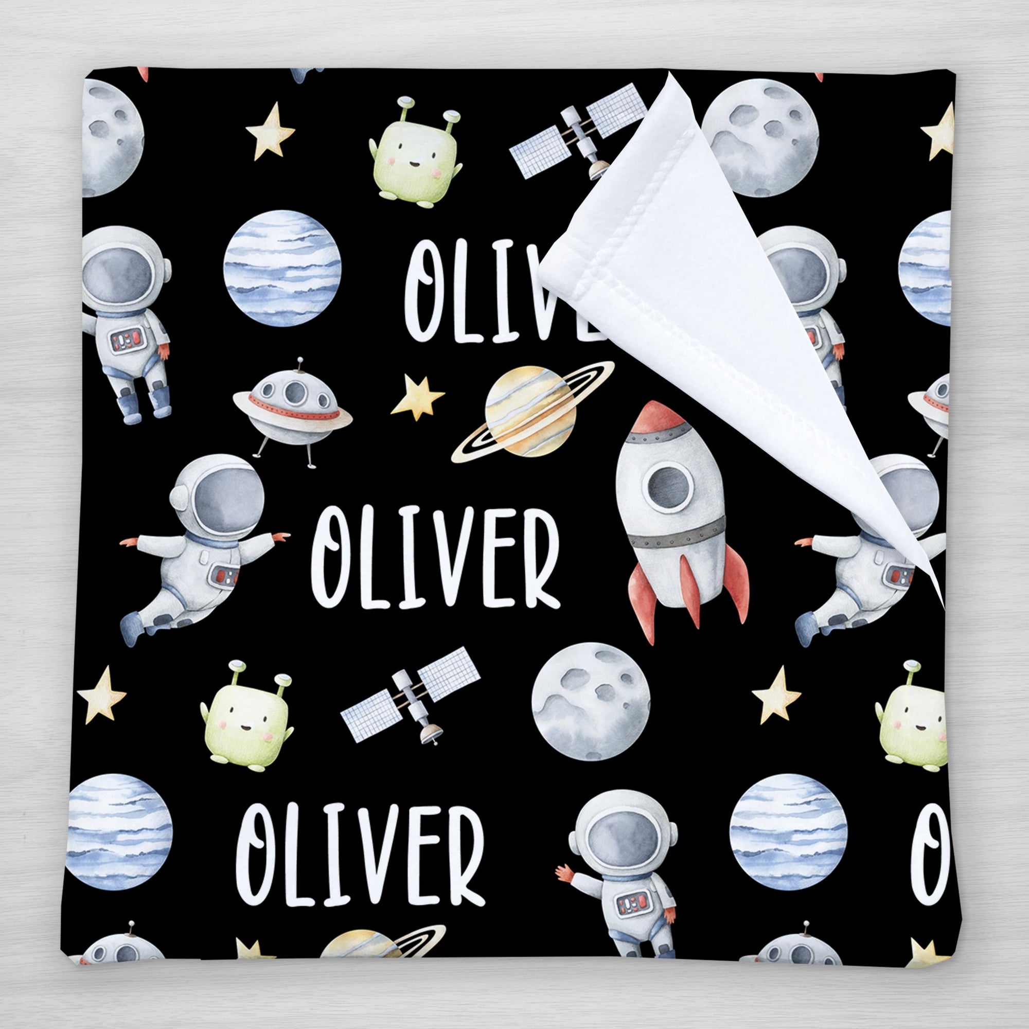 Astronaut in Outer Space Personalized name blanket in fleecew
