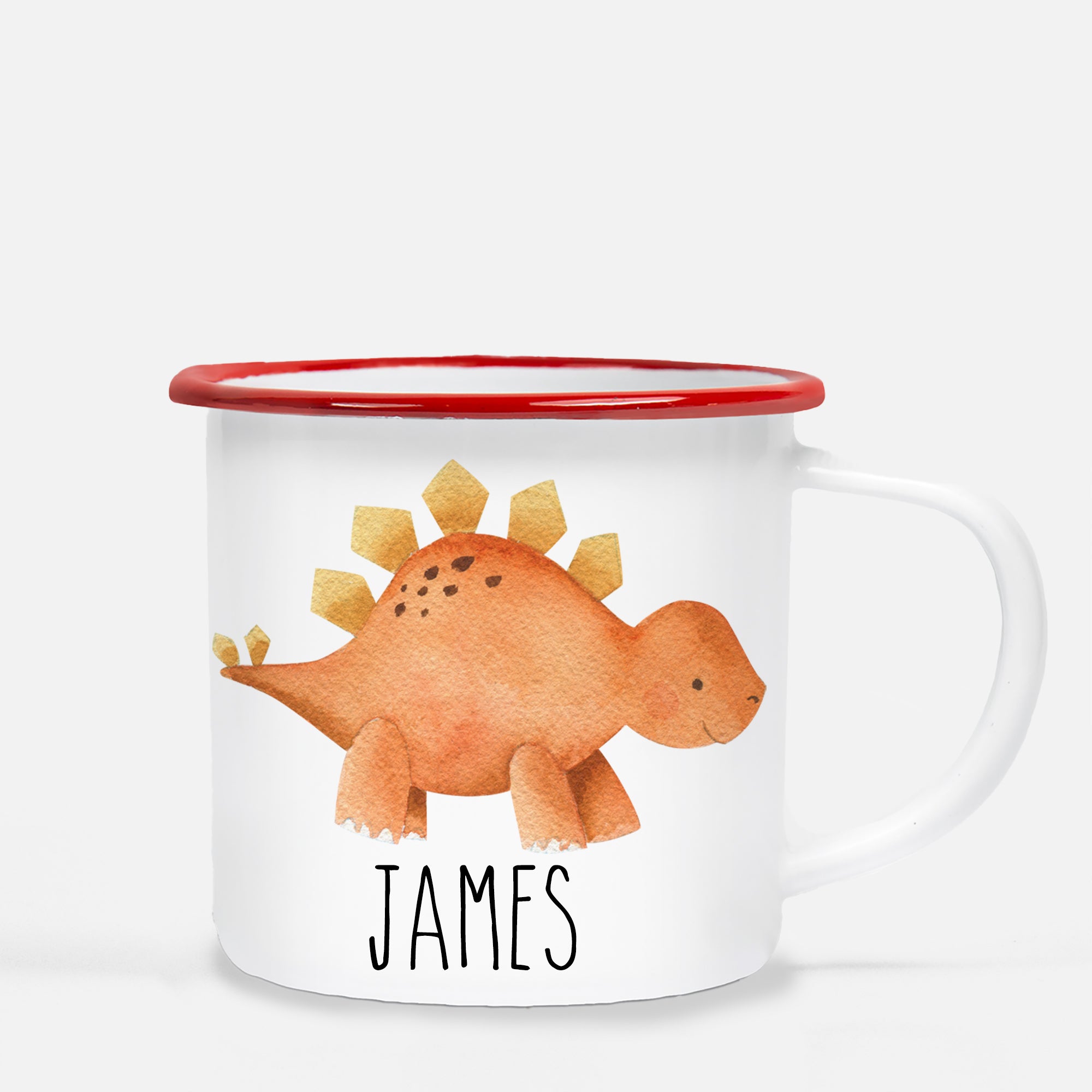 Dinosaur Camp Mug, Stegasaurus, Personalized with your Child's name, PIPSY.COM, red lip