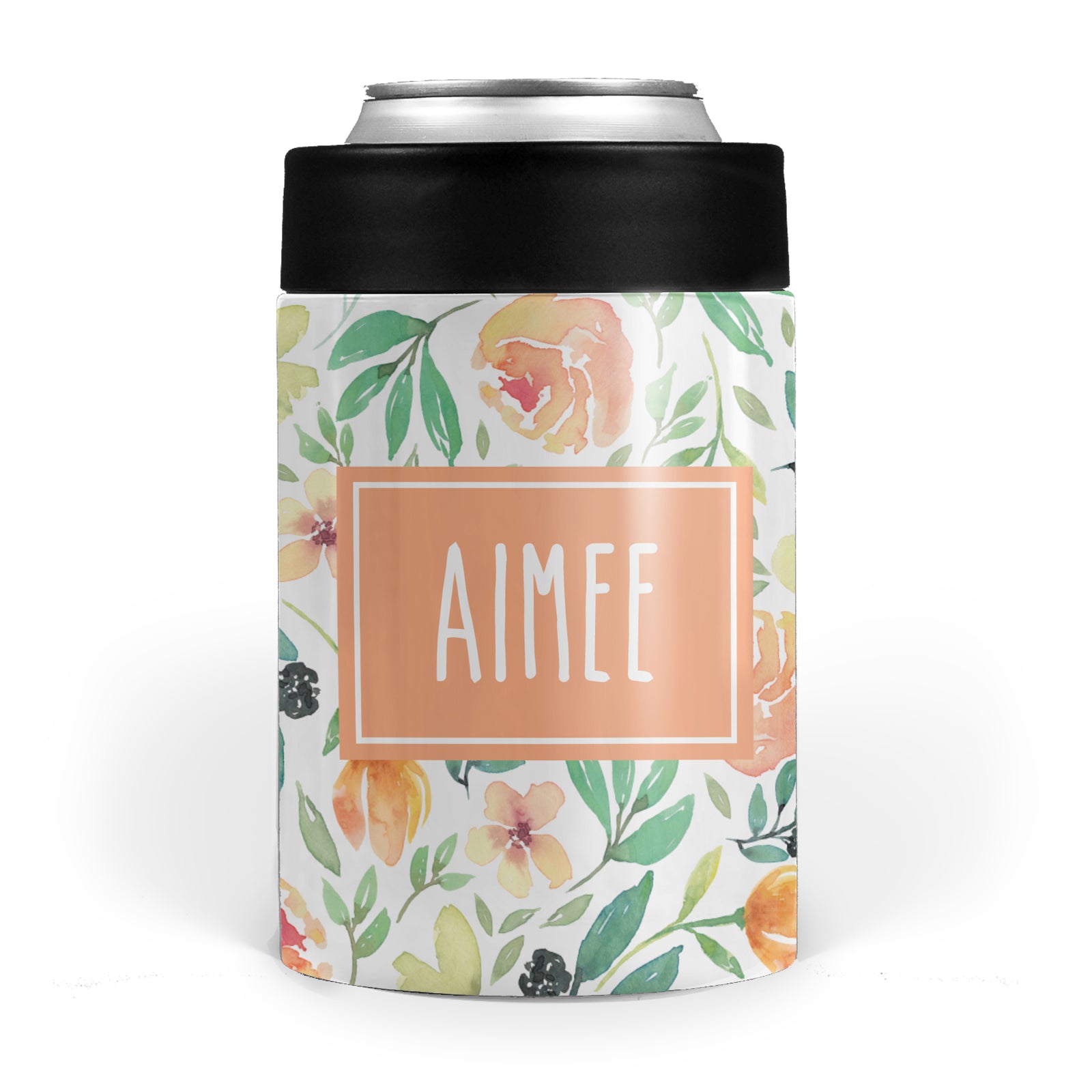 summer floral double walled stainless steel drink can cooler, pipsy.com