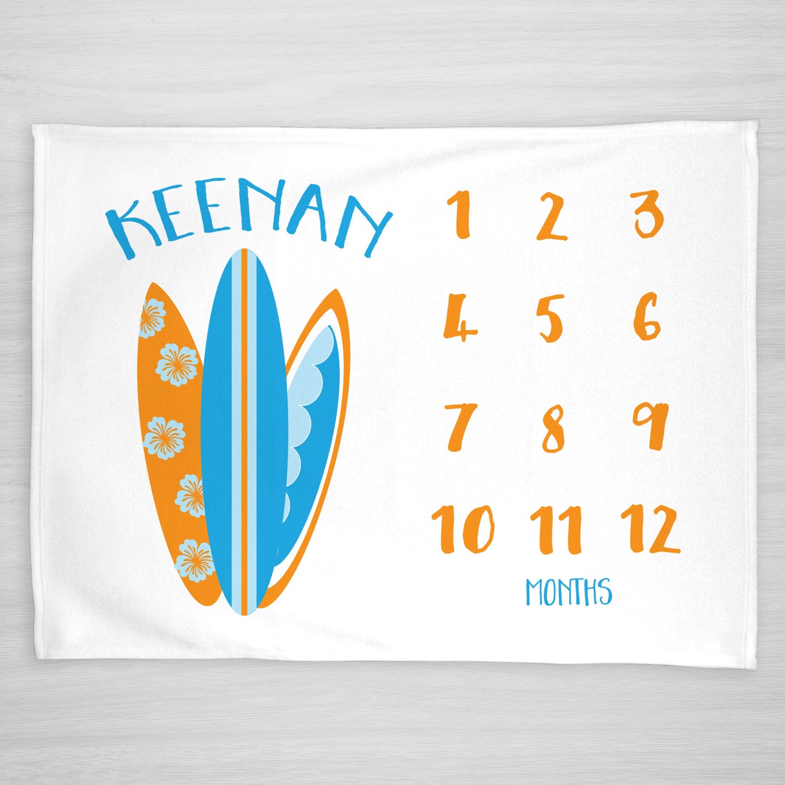 Surfer Personalized Baby Milestone Blanket