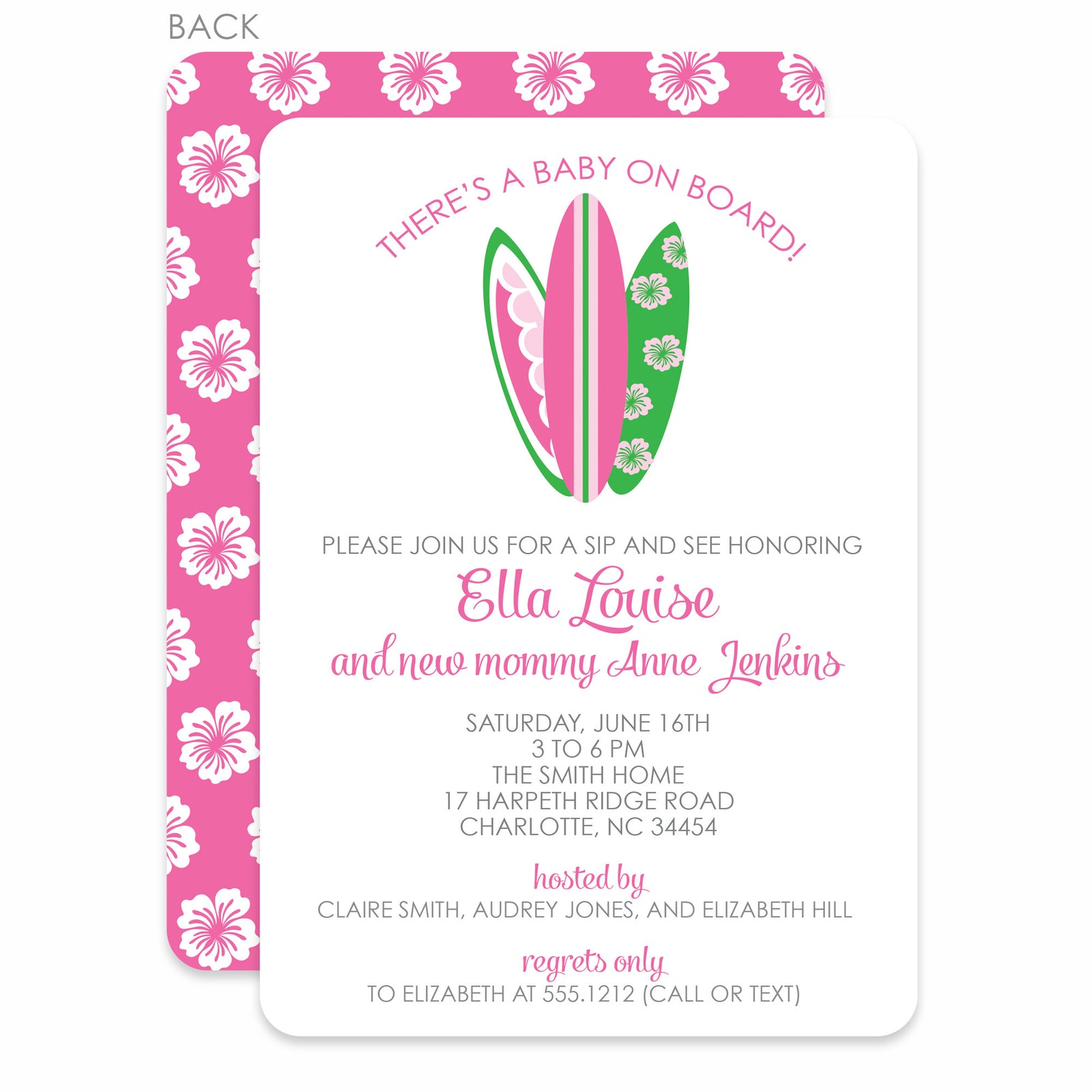 Surfer Girl Sip And See Invitation