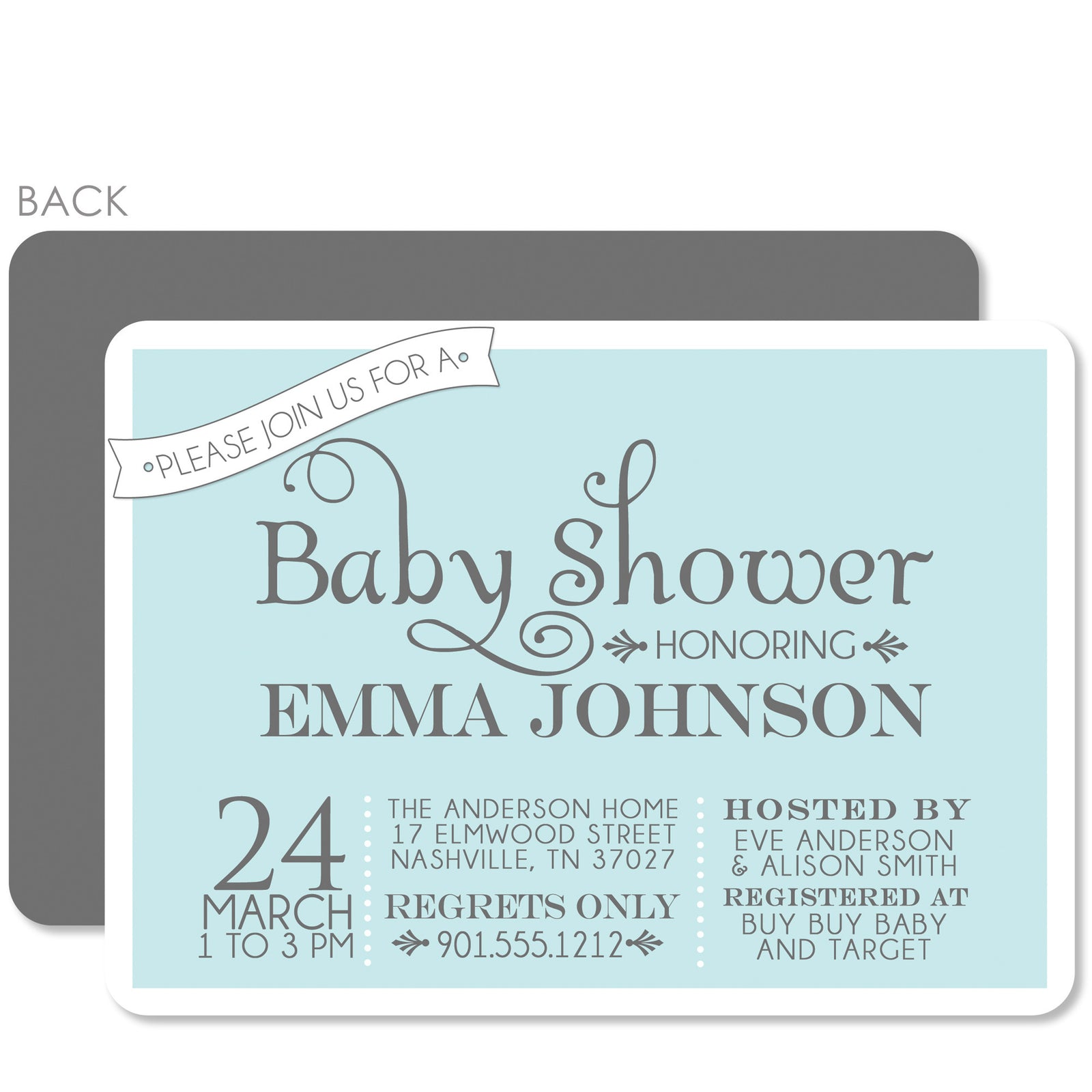 Sweet Banner Blue Baby Shower Invitation