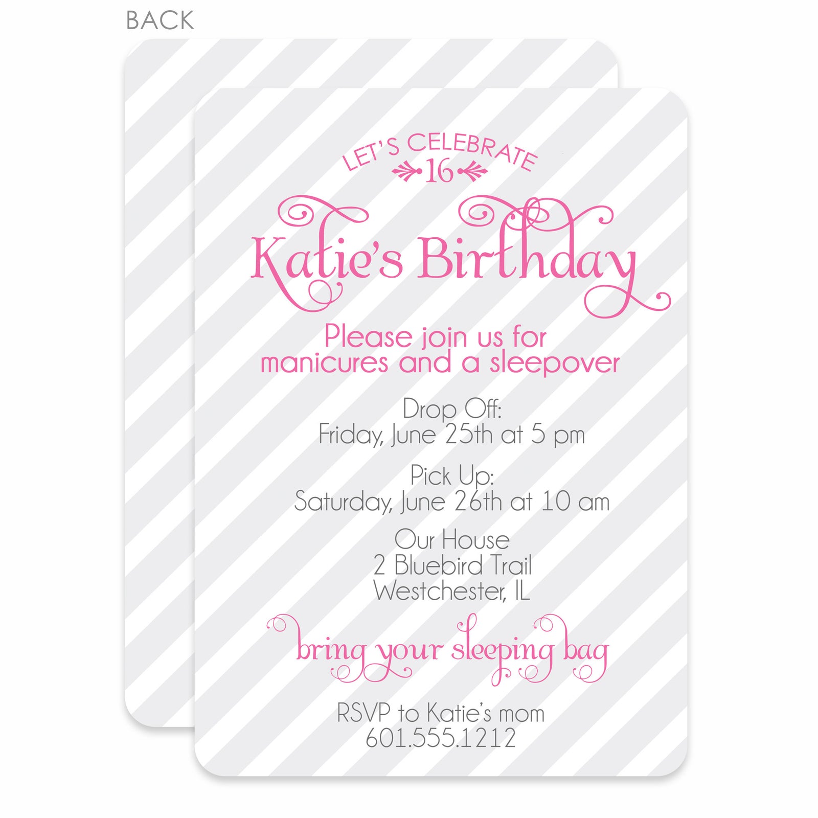 Sweet Stripes Sweet 16 Invitation
