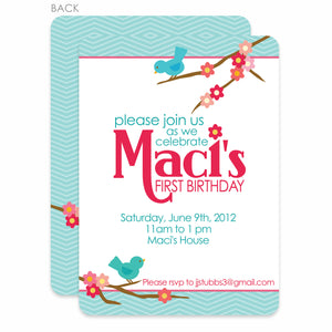 Sweet Birdies Birthday Invitation | Pipsy.com | Blue & Pink