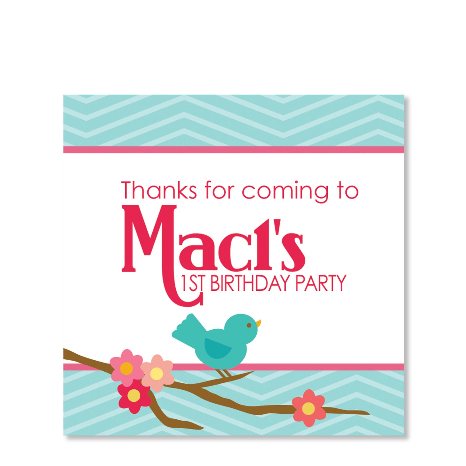 Sweet Birdie Favor Sticker | Swanky Press | Square