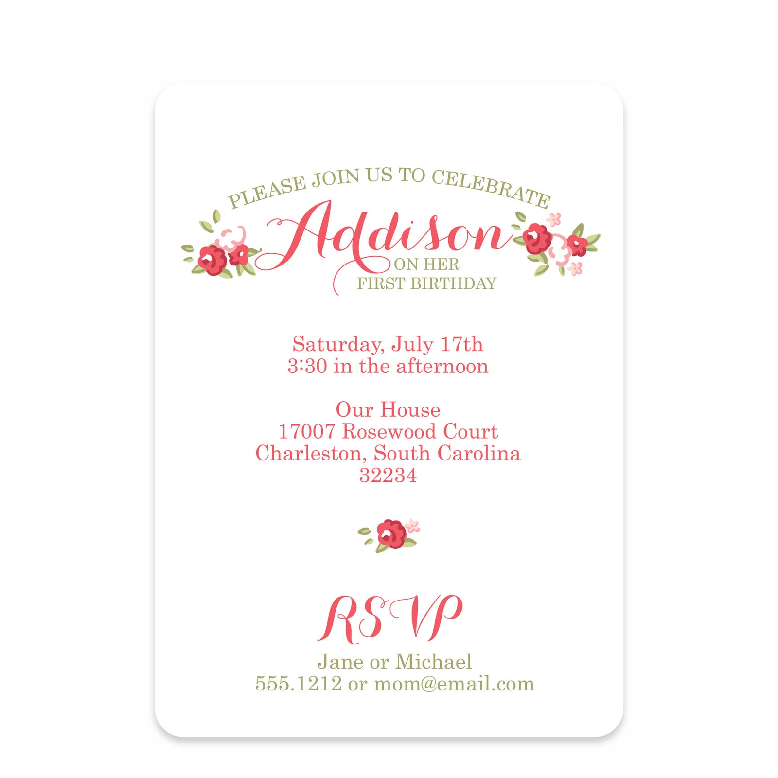 Sweet Roses Party Birthday Invitation | Pipsy.com | Pink