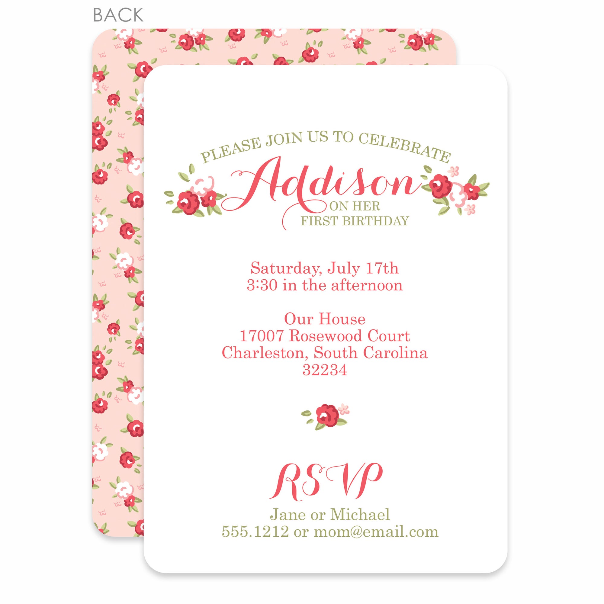 Sweet Roses Party Birthday Invitation | Pipsy.com | Pink