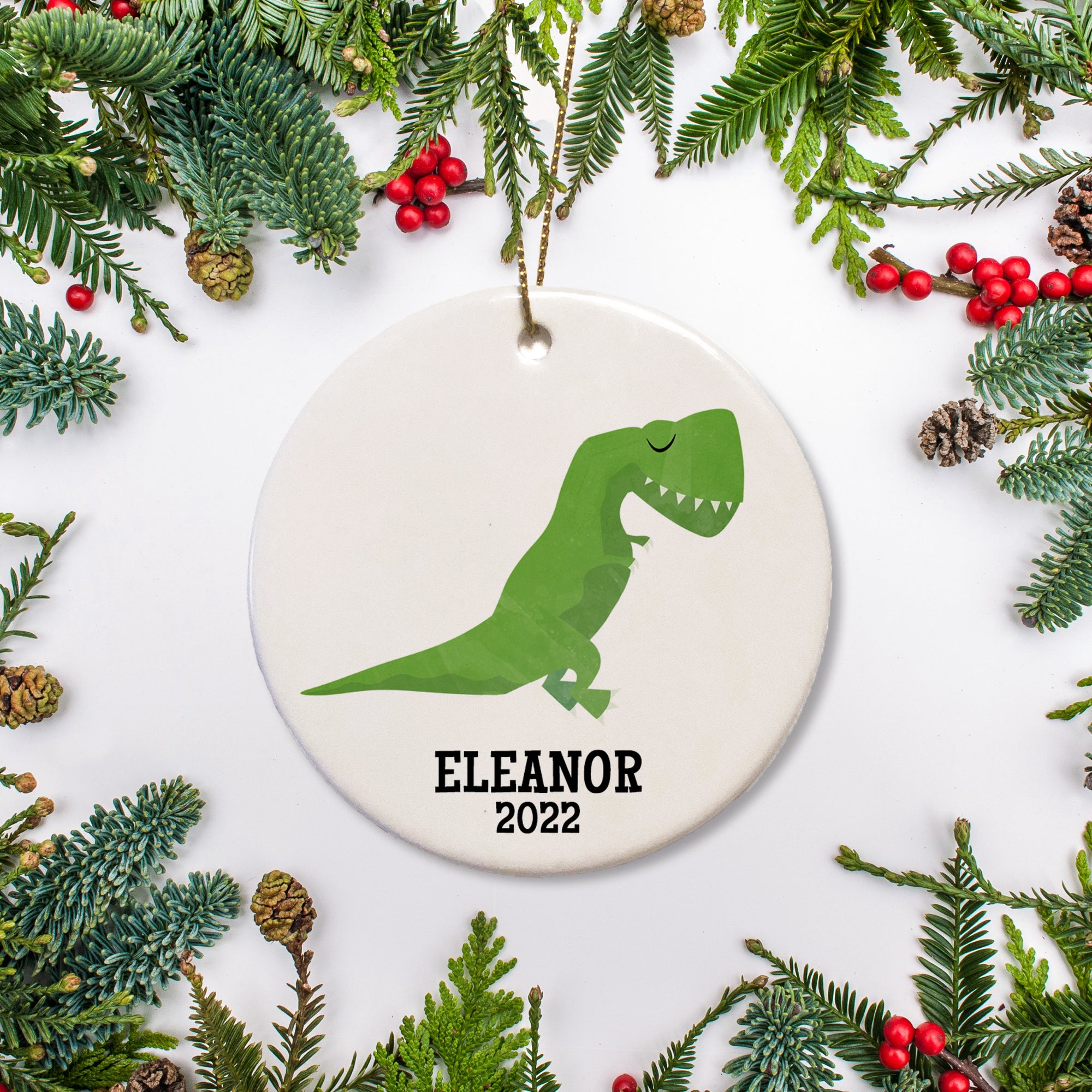 Dinosaur T-Rex Keepsake Personalized Christmas Ornament | Pipsy.com Edit alt text