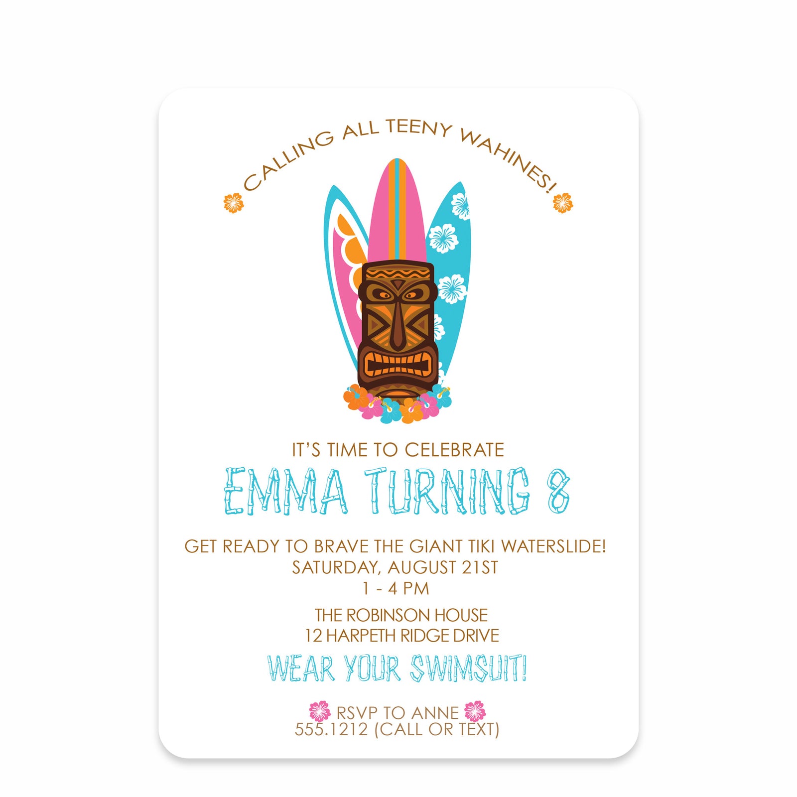 Tiki Party Birthday Invitation | Pipsy.com | Blue