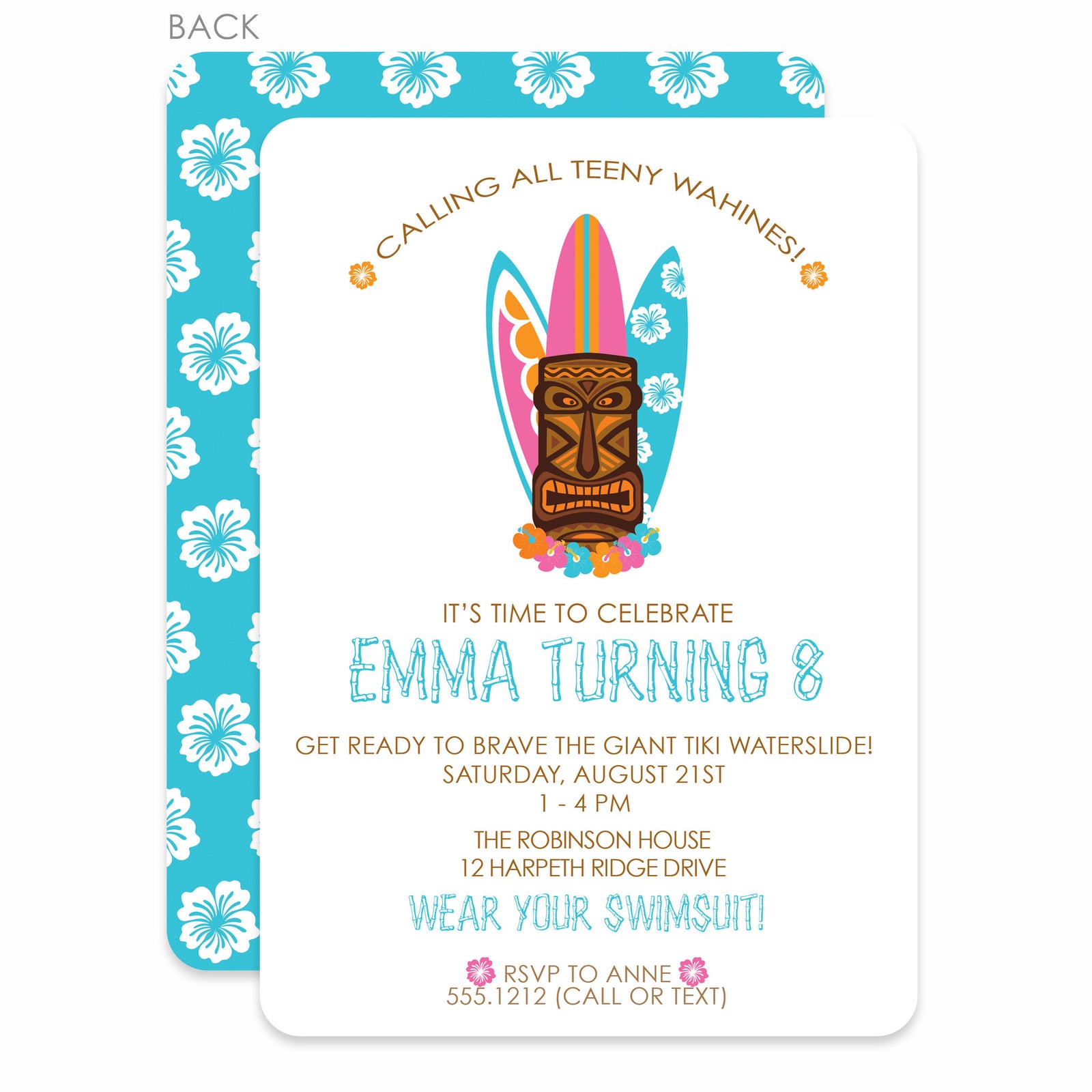 Tiki Party Birthday Invitation | Pipsy.com | Blue