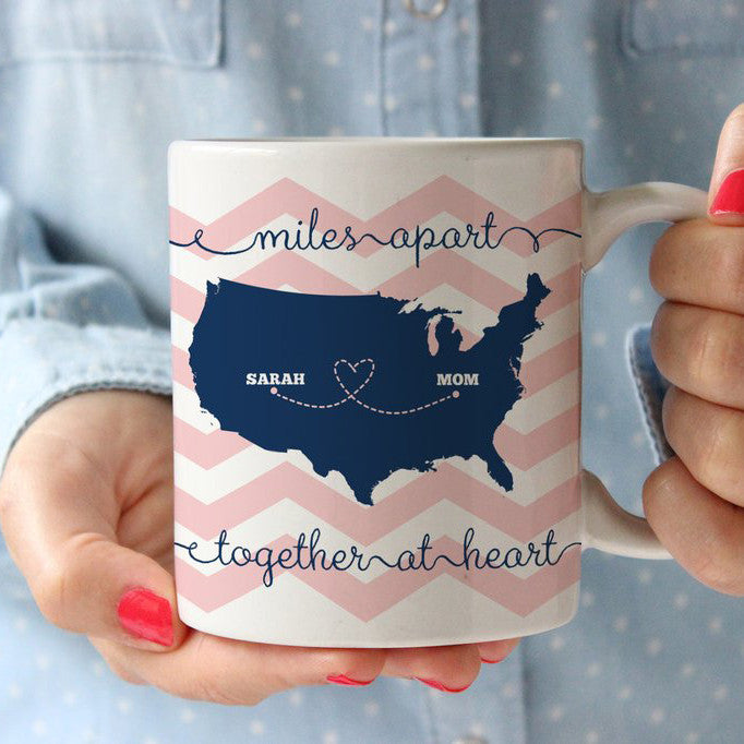 Miles Apart Together at Heart Map Mug | Mother's Day | BFF Mug | PIPSY.COM