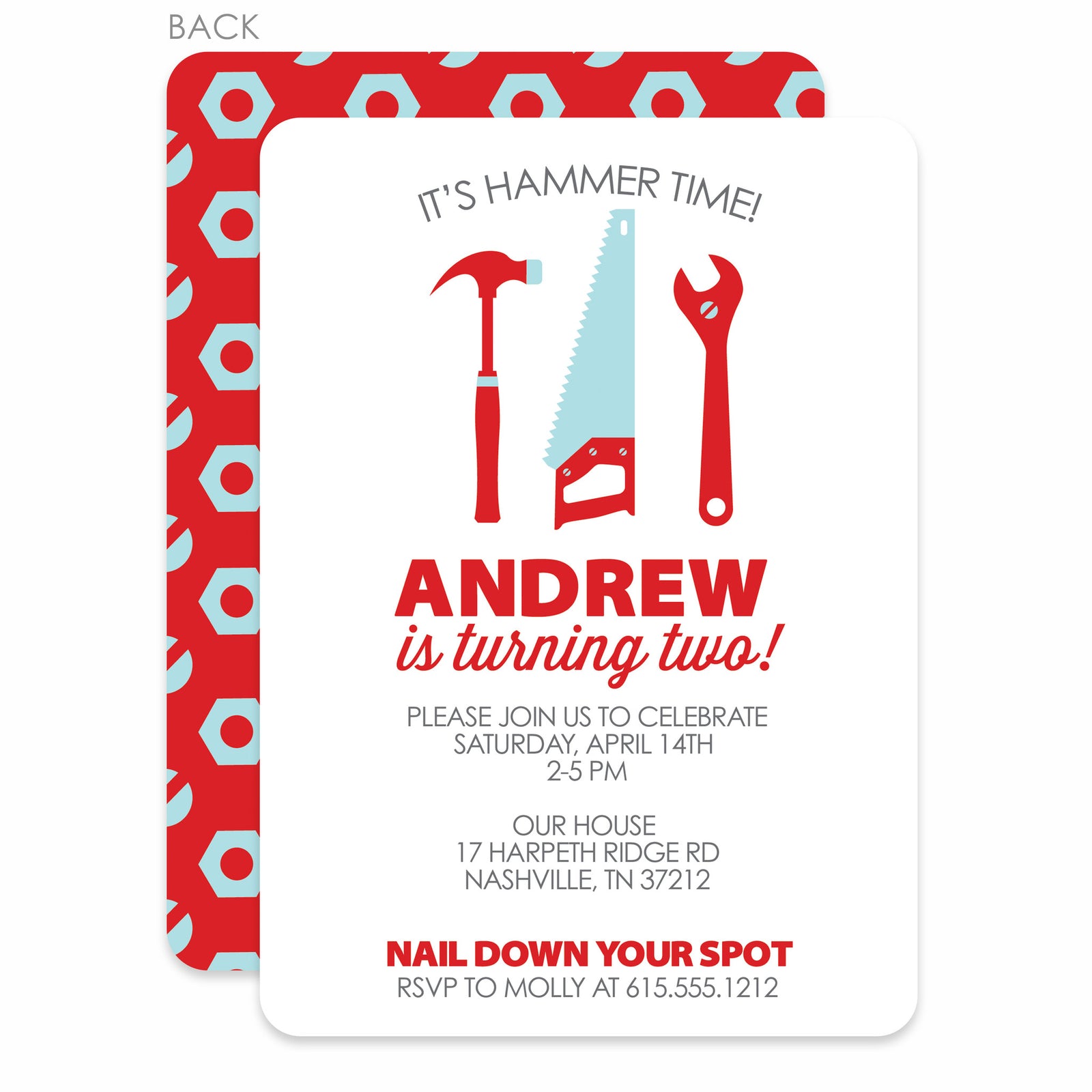 Builder Tools Birthday Party Invitation | Pipsy.com | Red