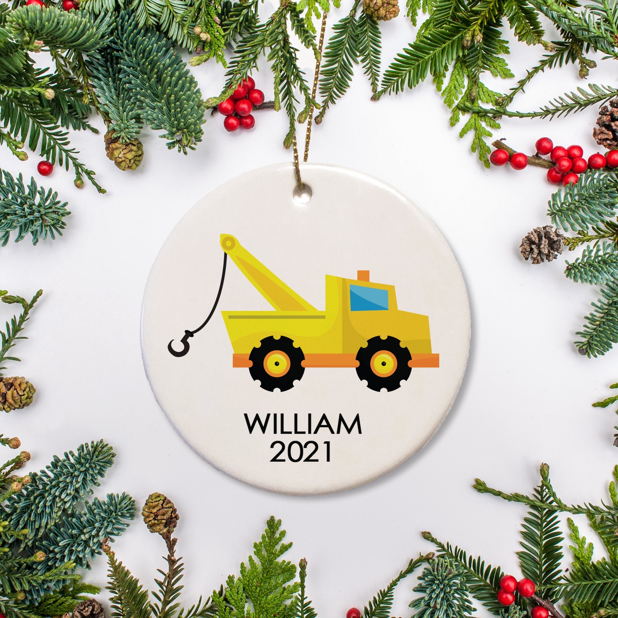Christmas Ornament | Tow truck personalised ornament | Pipsy.com