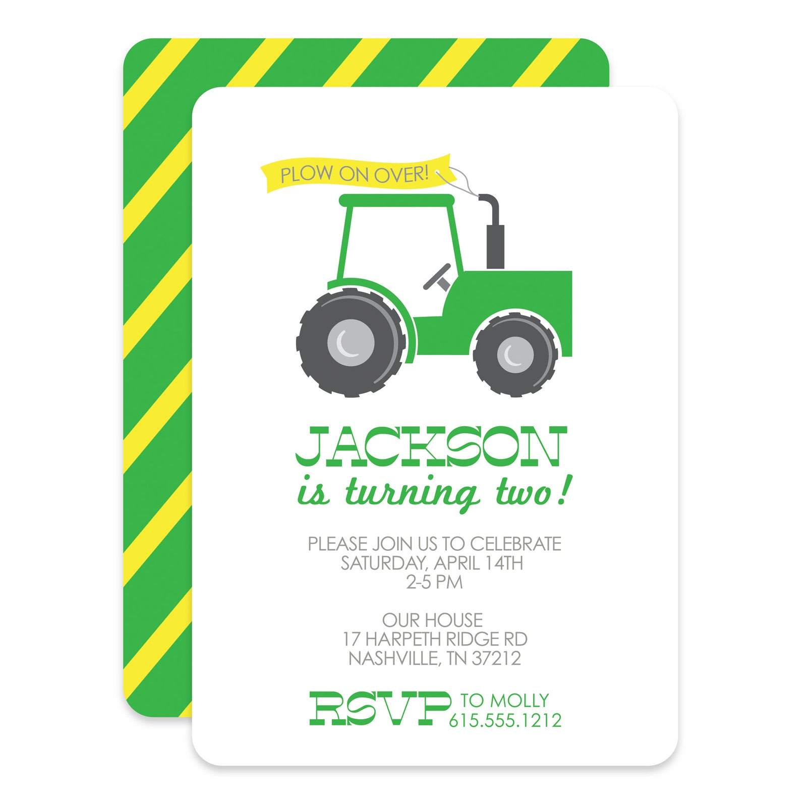 Tractor Party Invitation | Pipsy.com | Printed on Heavyweight Cardstock