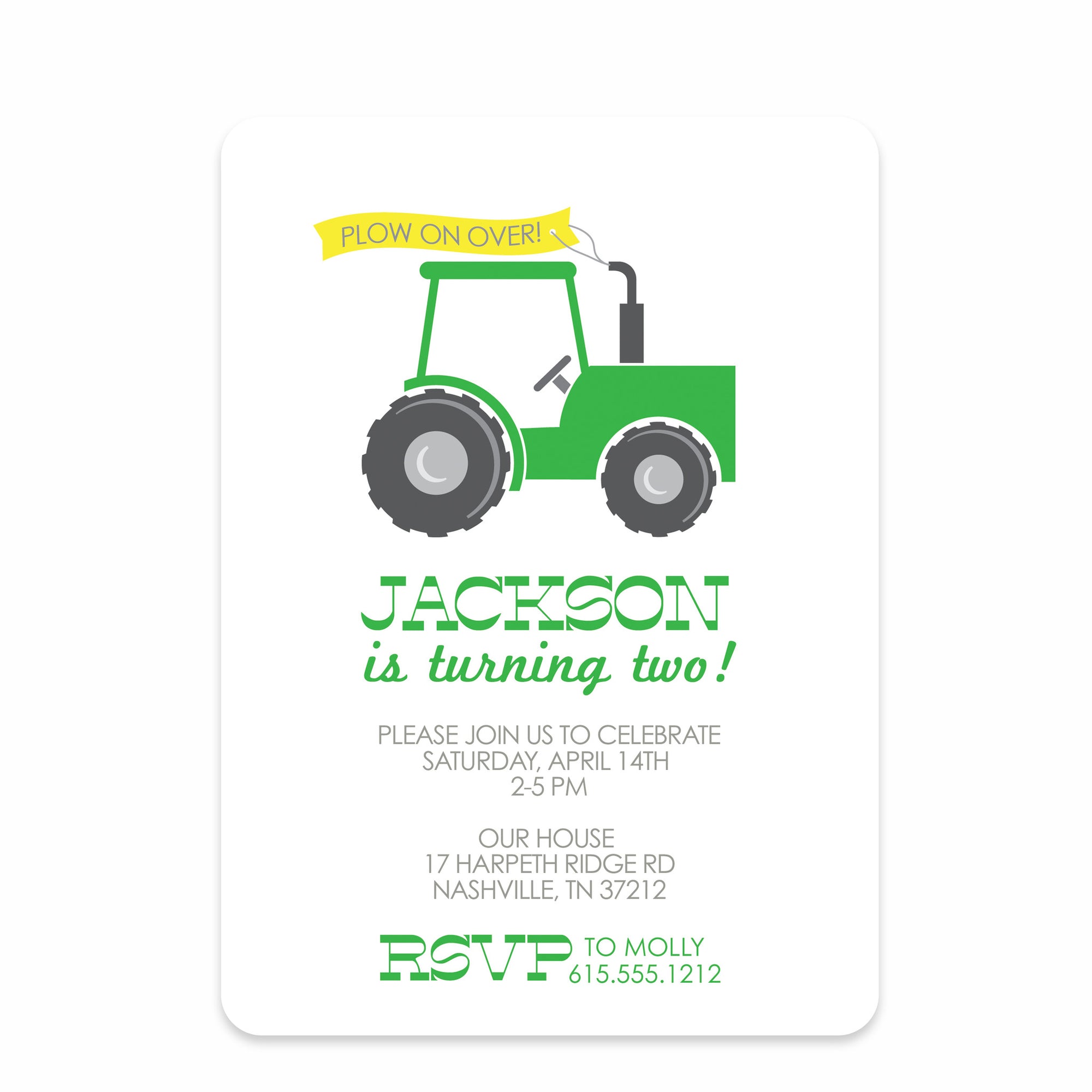 Tractor Party Invitation | Pipsy.com | Printed on Heavyweight Cardstock