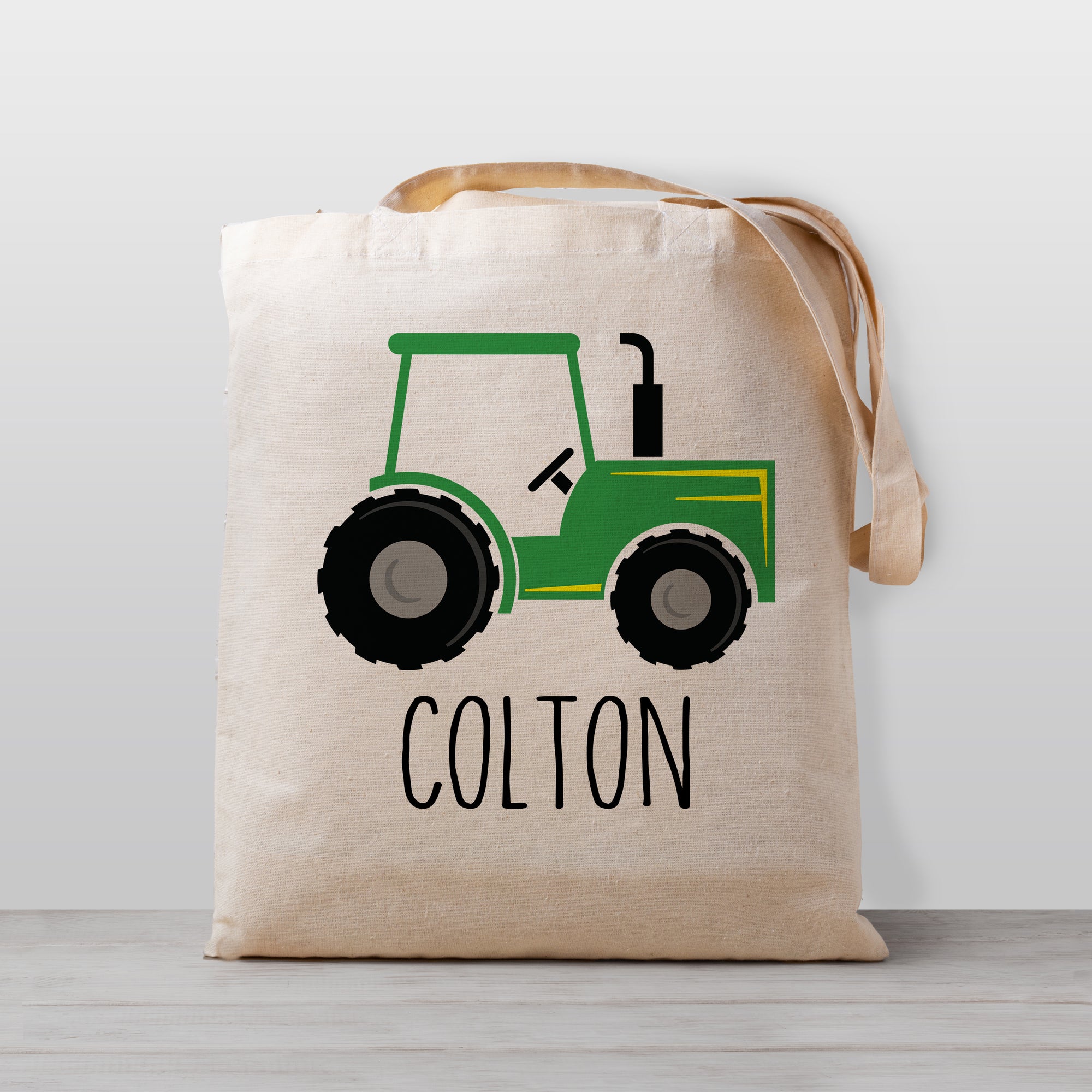 Green Farm Tractor Personalized Tote Bag from Pipsy.com, 100% Natural Cotton Canvas