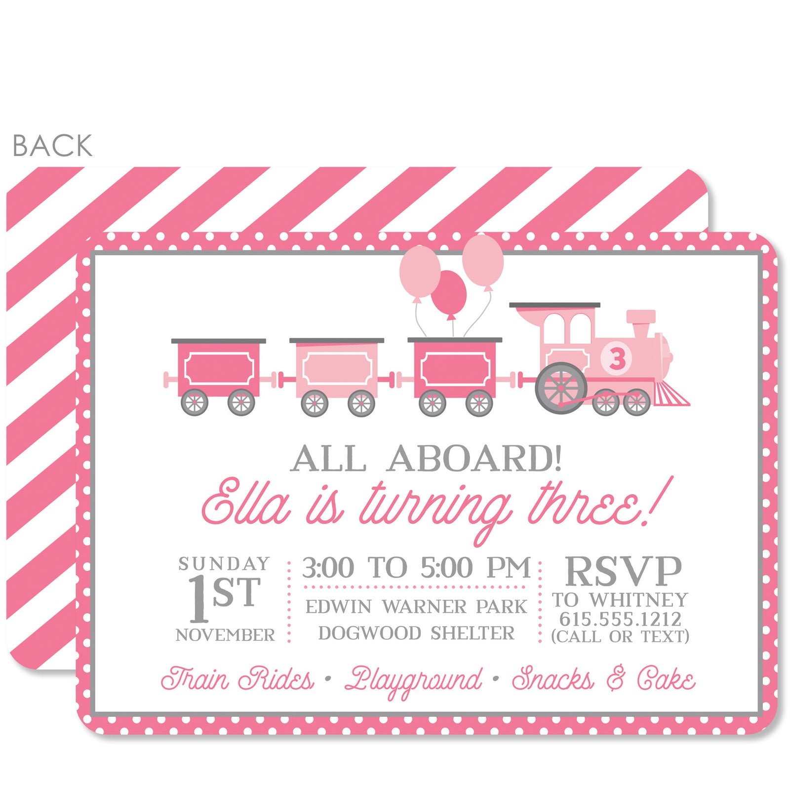 Train Birthday Invitation | Pipsy.com | Pink