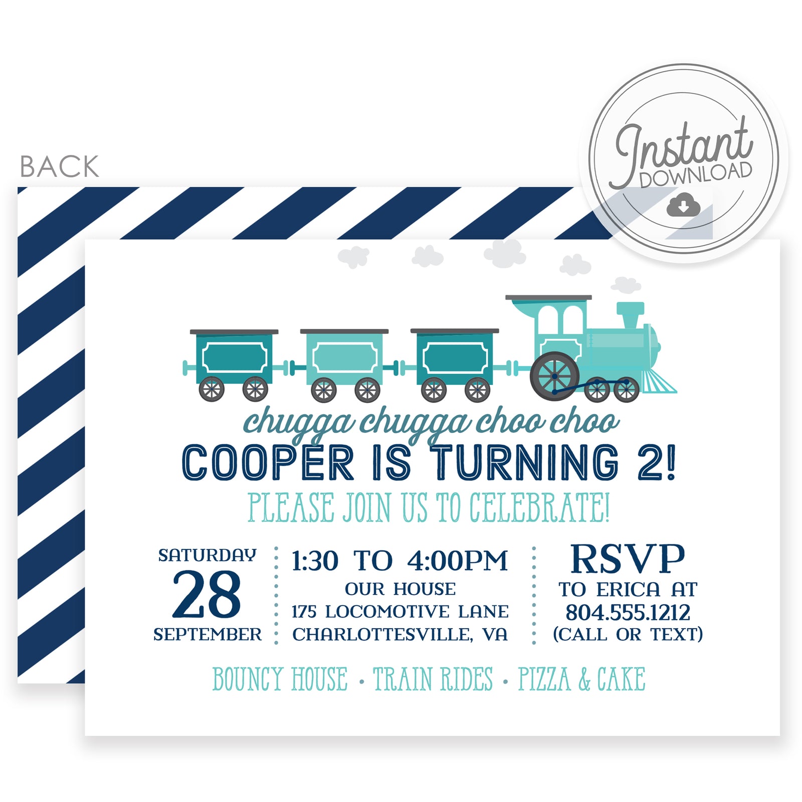 DIY Instant Download Train Birthday Invitations | Templett Invitation | PIPSY.COM