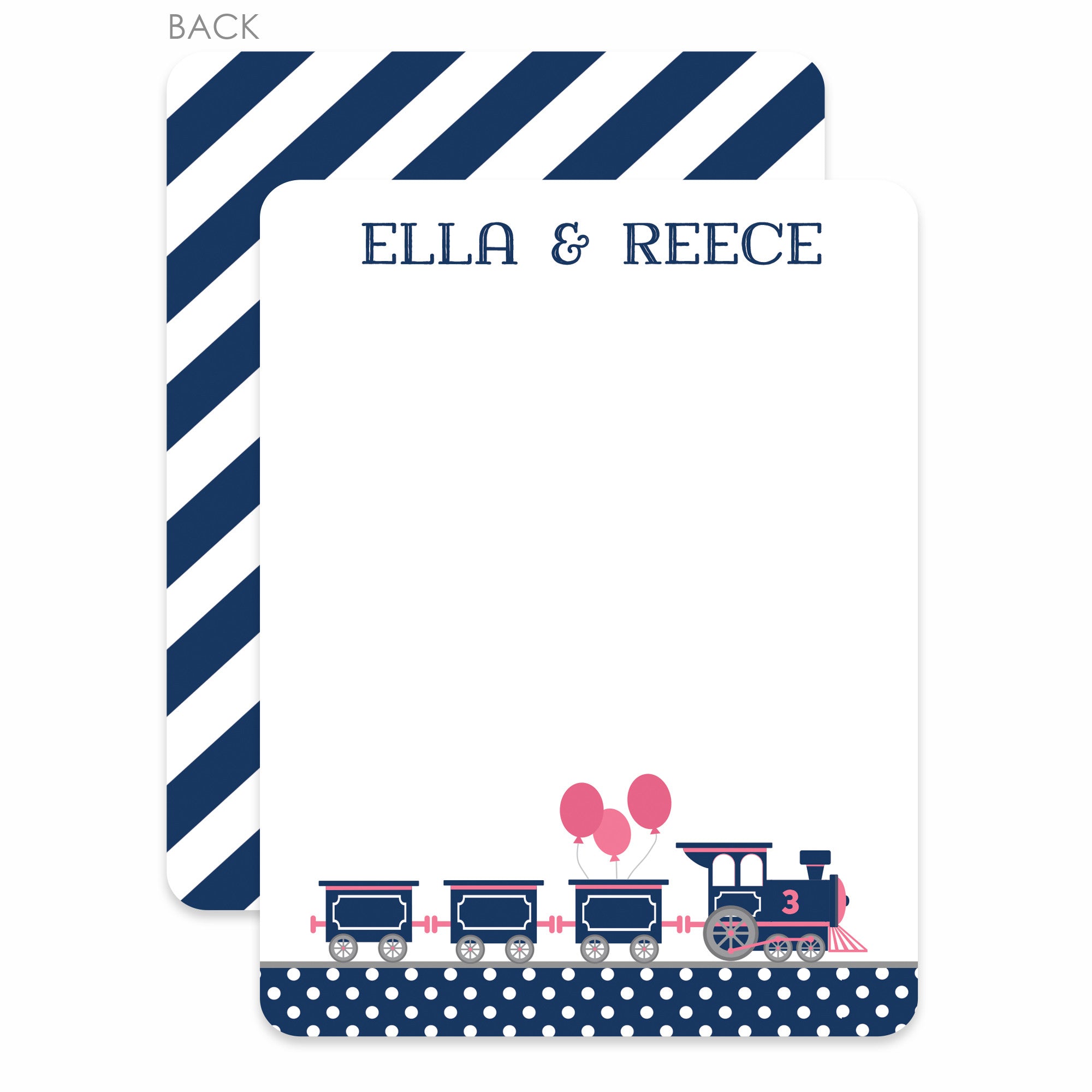 Train Thank You Notes, Pink and Blue | Swanky Press