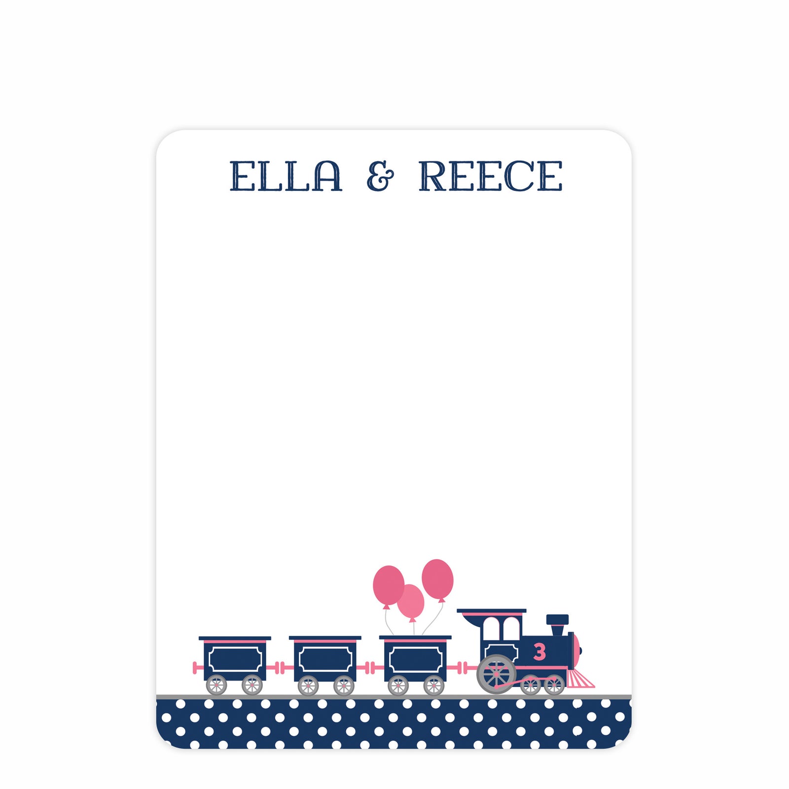 Train Thank You Notes, Pink and Blue | Swanky Press