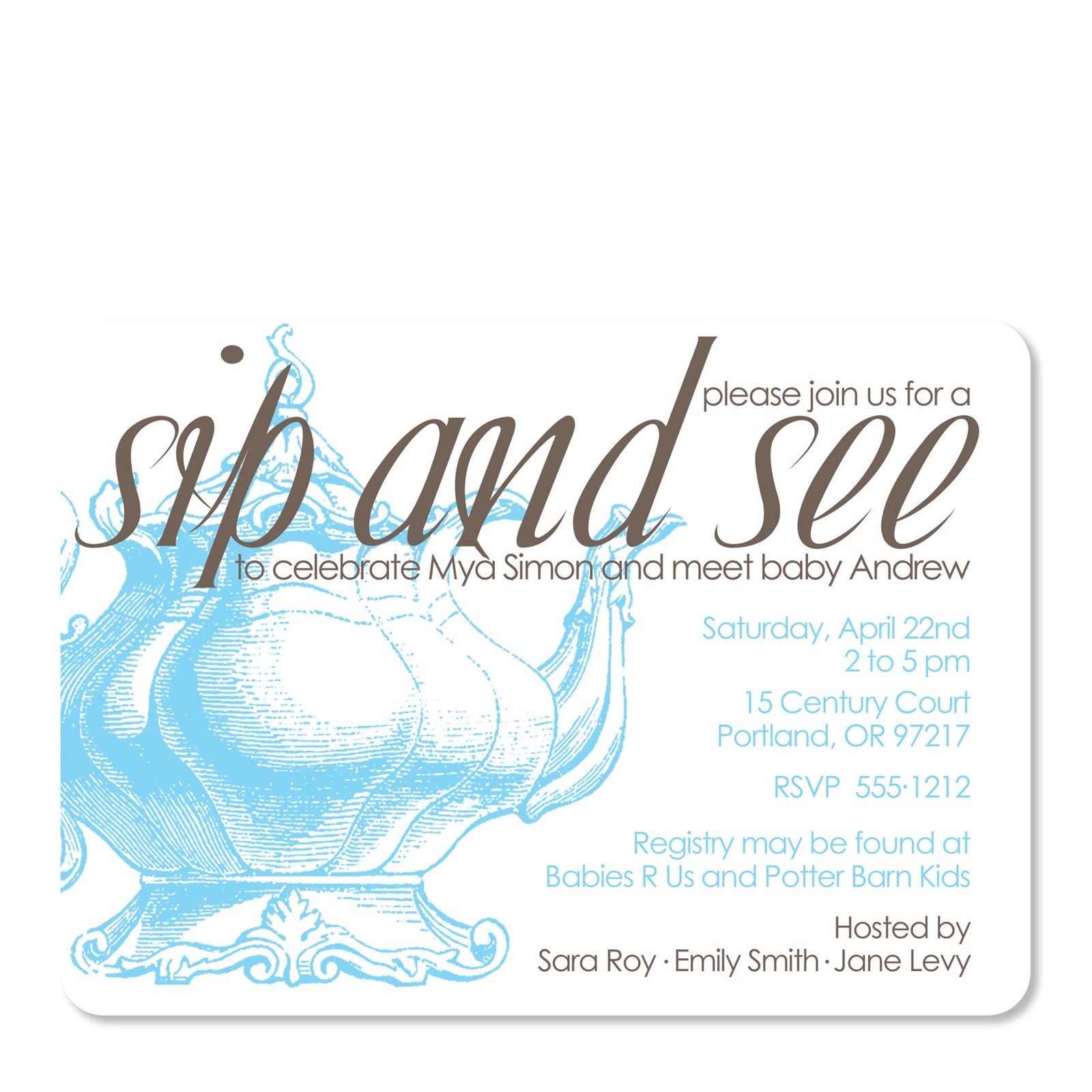 Vintage Teapot Baby Shower Invitation