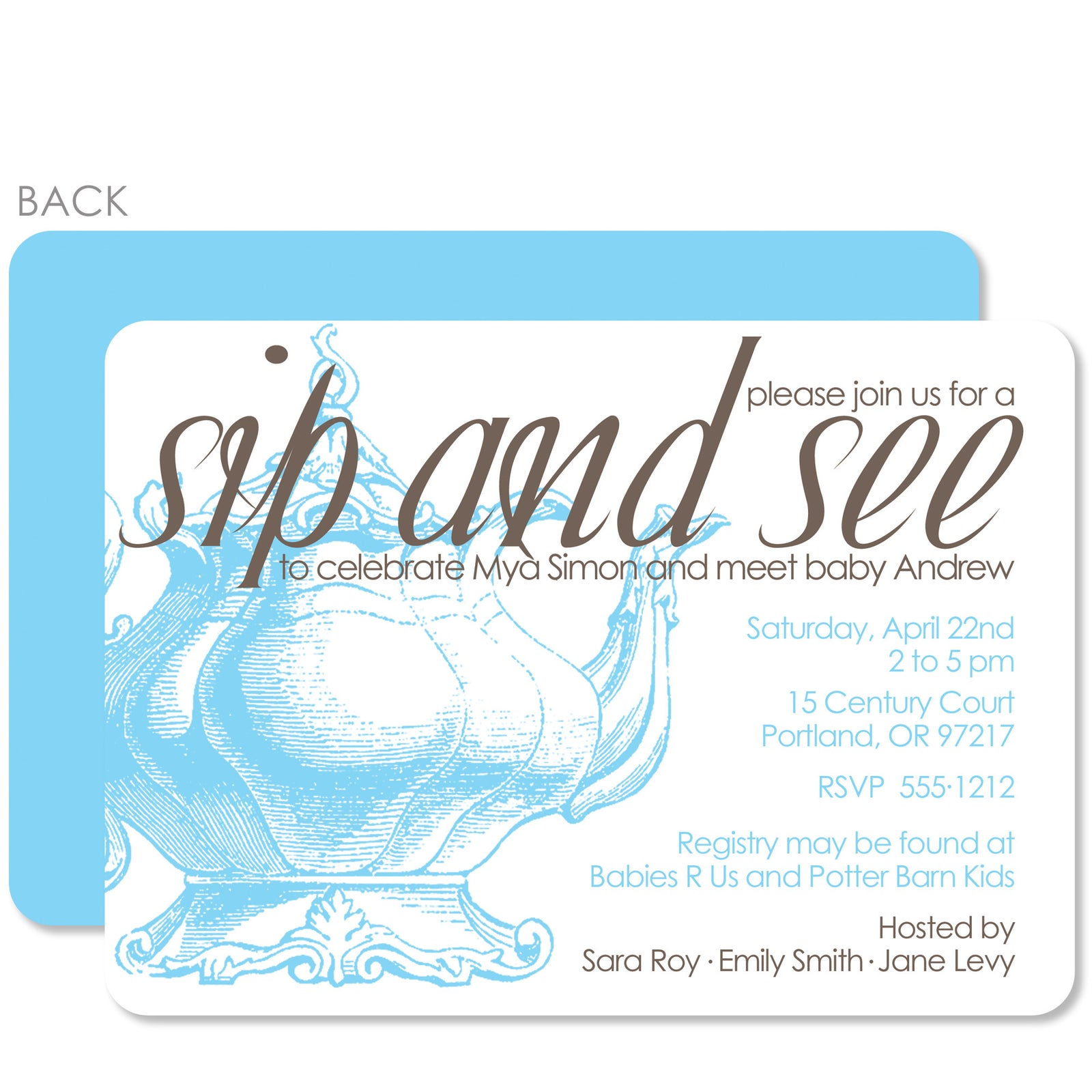 Vintage Teapot Baby Shower Invitation