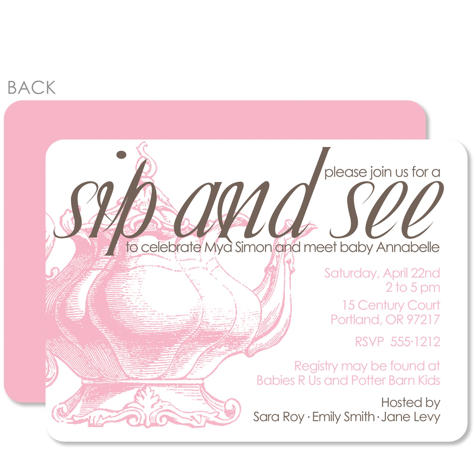 Vintage Teapot Pink Invitation