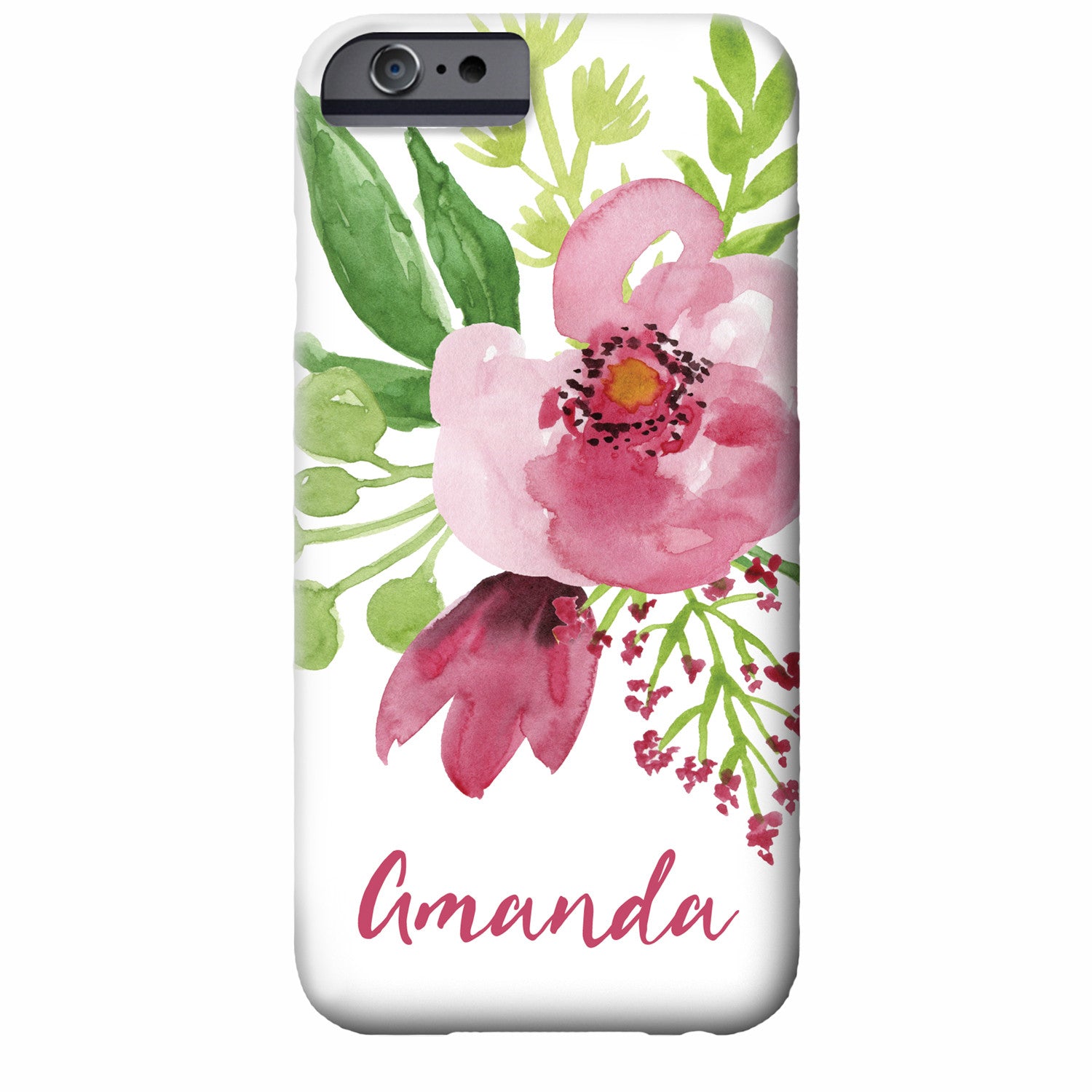 Floral Watercolor iPhone Case (deep pink) | Swanky Press