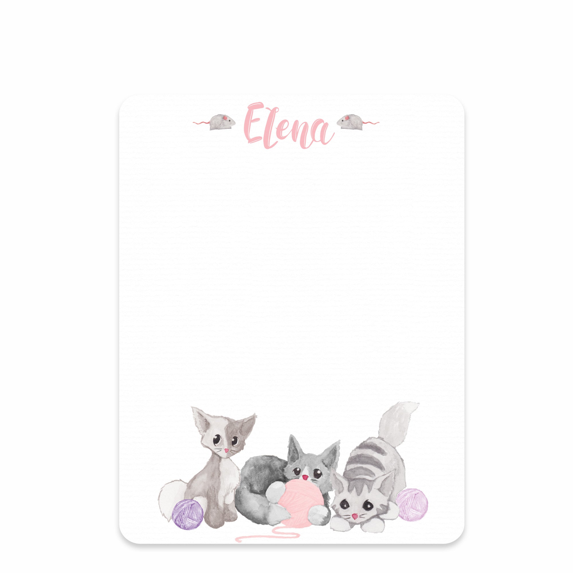 Watercolor kittens flat notecards | Swanky Press (front view)