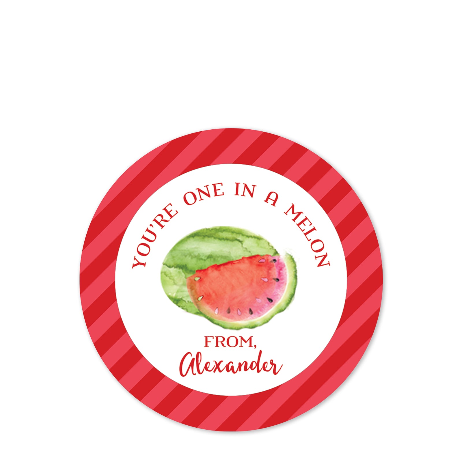 red watermelon Valentines day stickers | 2.5" Round Valentine's Day Sticker for candy bag | Classroom Party | Personalized stickers | PIPSY.COM