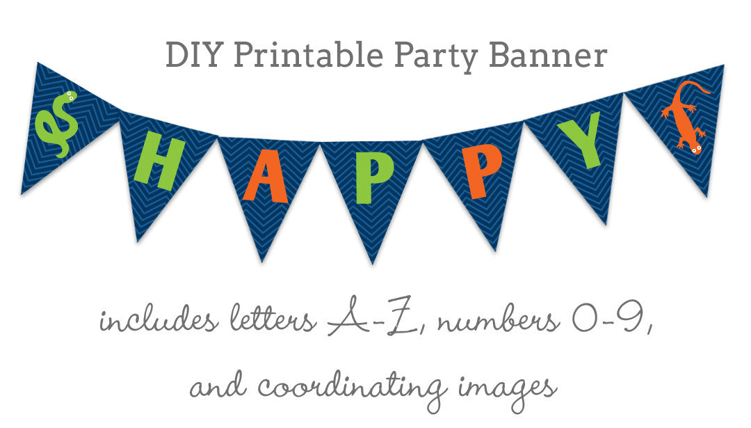 reptile party diy printable party banner