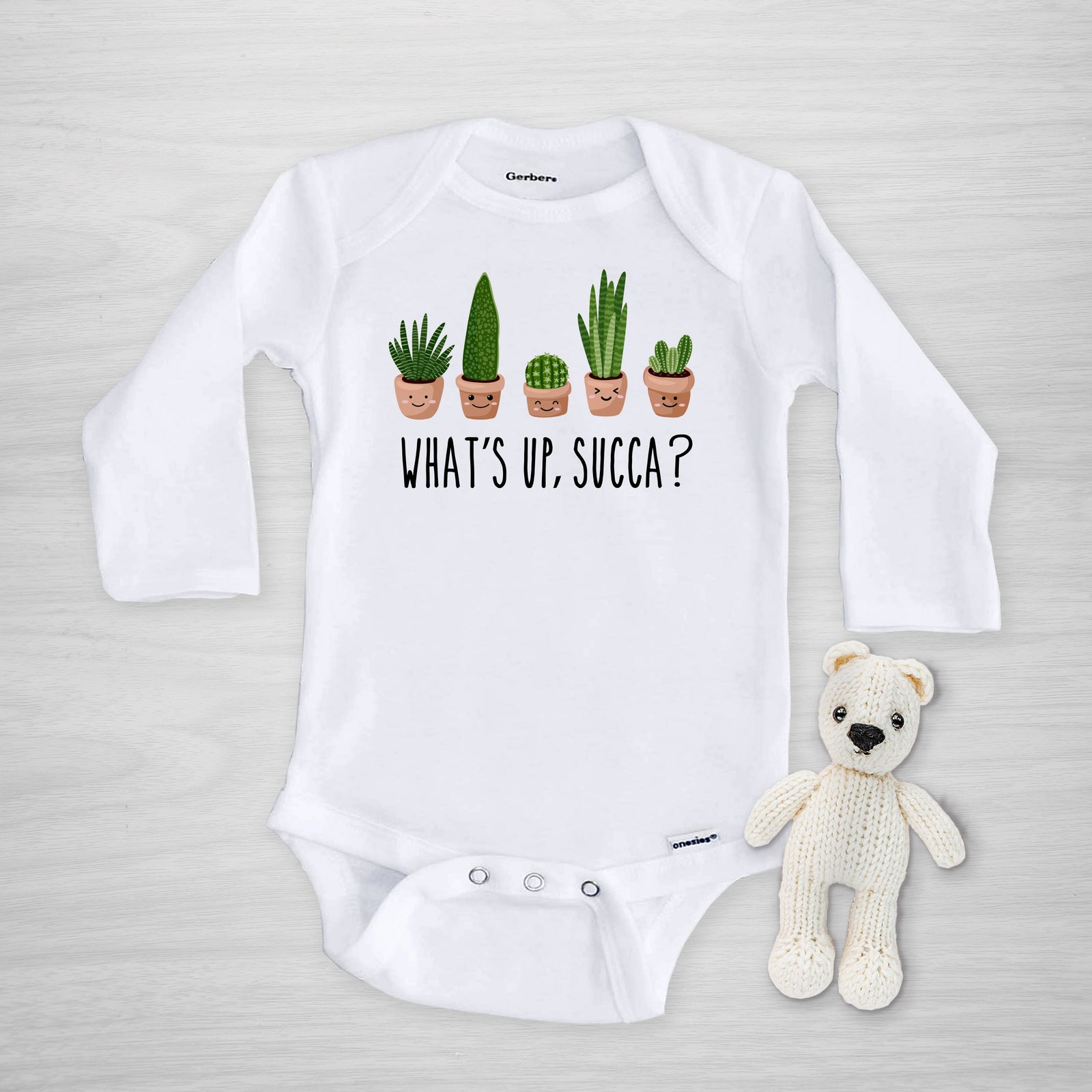 Cactus Onesie, What's Up Succa, Gerber, short Sleeved
