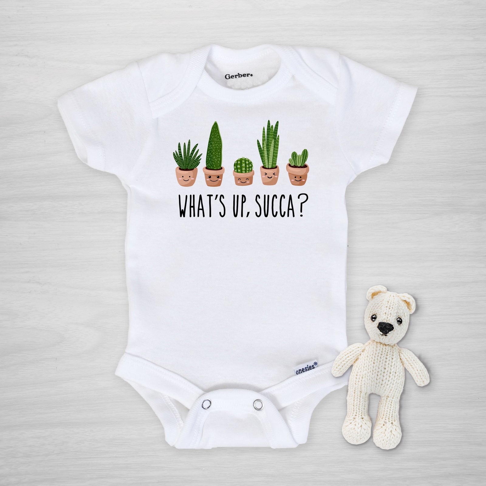 Cactus Onesie, What's Up Succa, Gerber, short Sleeved