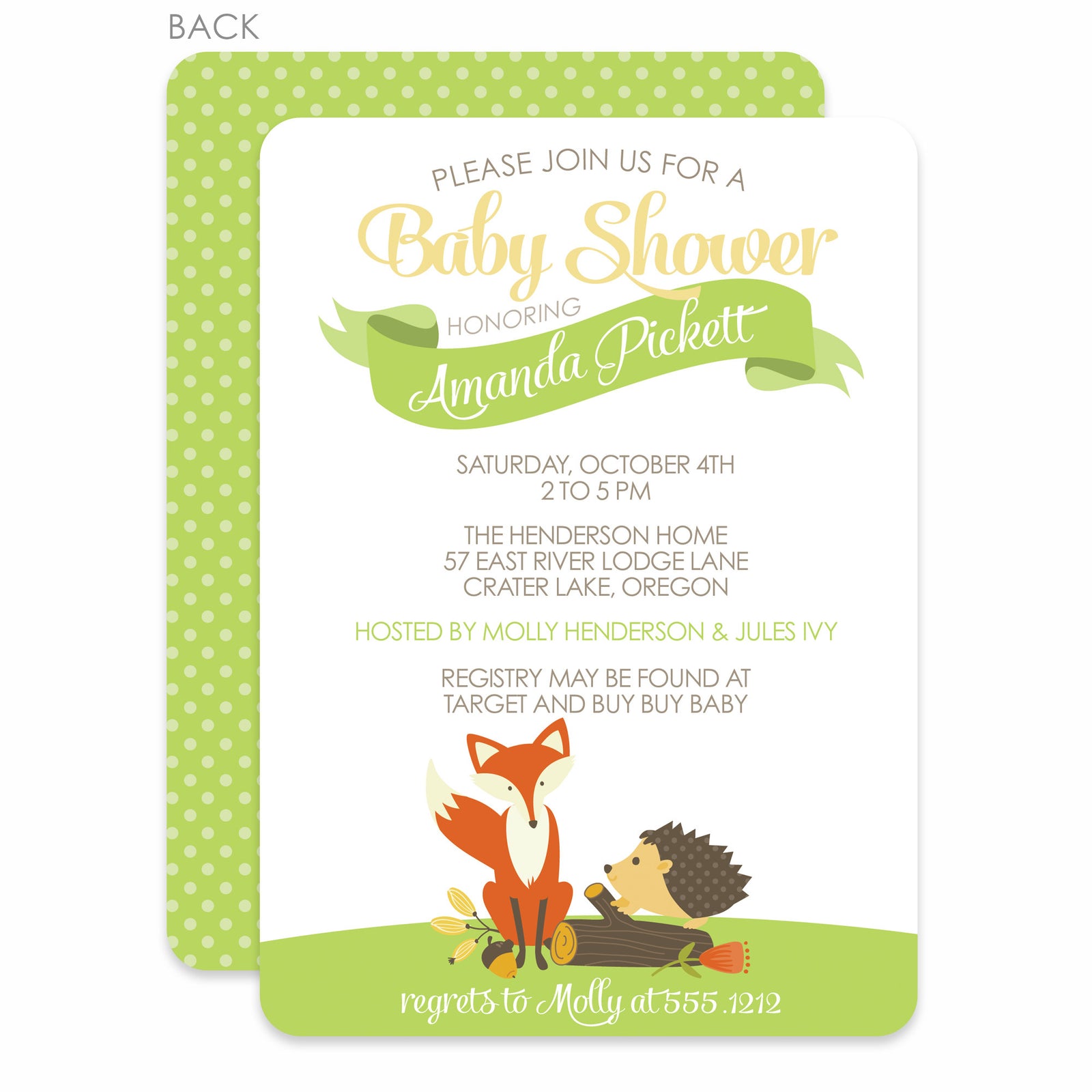 Woodland Creatures Baby Shower Invitation