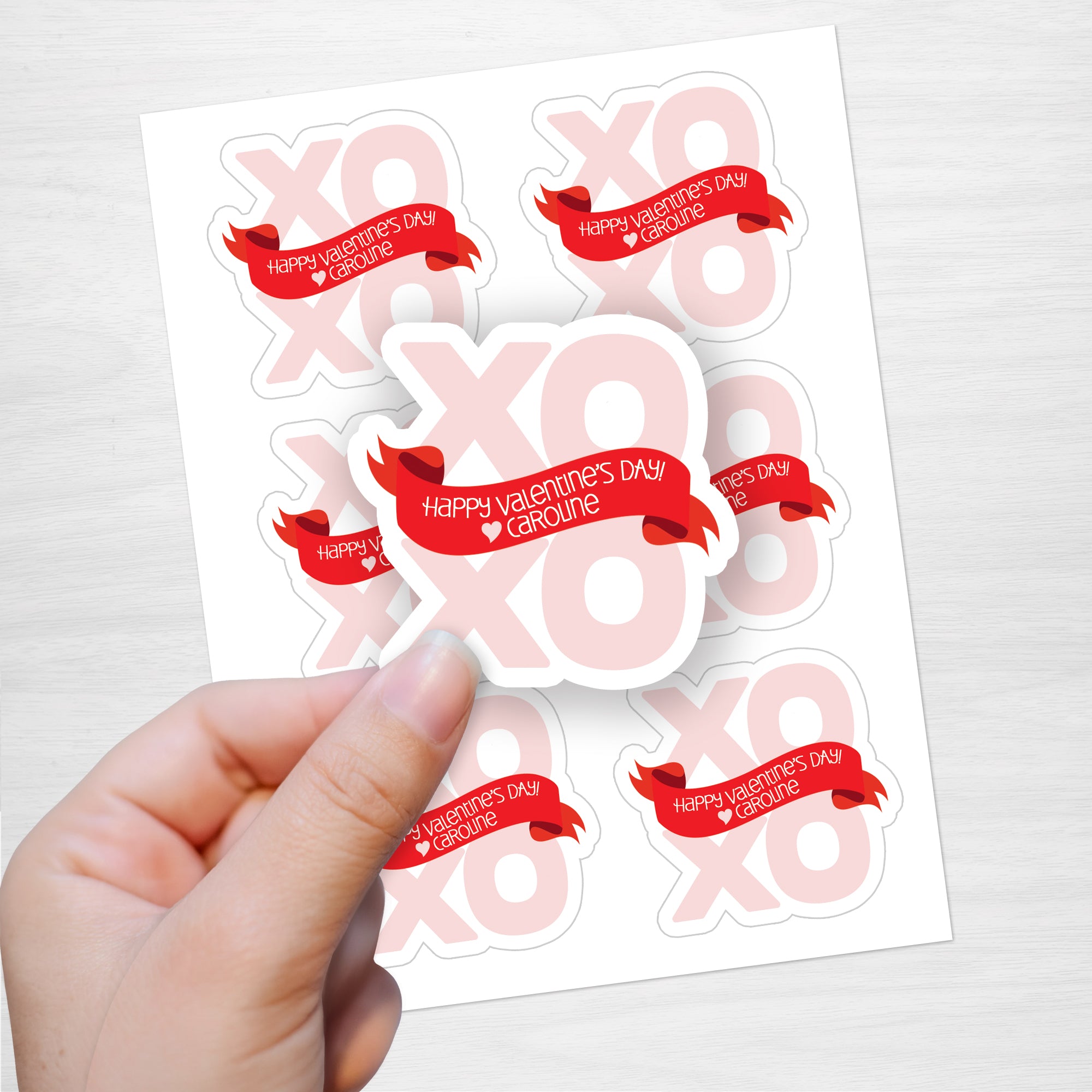 XOXO Personalized Valentine's Day Stickers, Die Cut