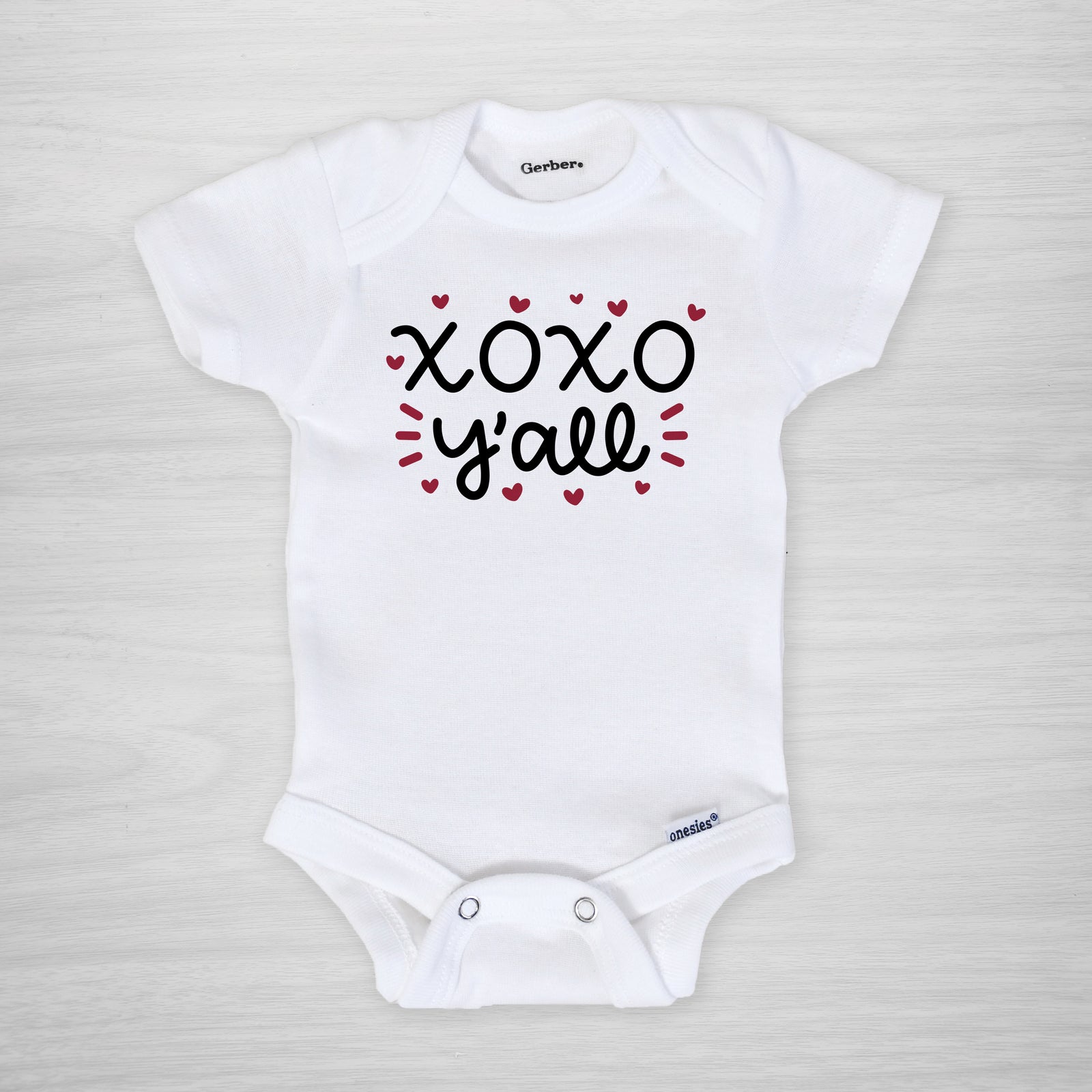 XOXO Y'all Valentine's day Gerber Onesie®, short sleeved