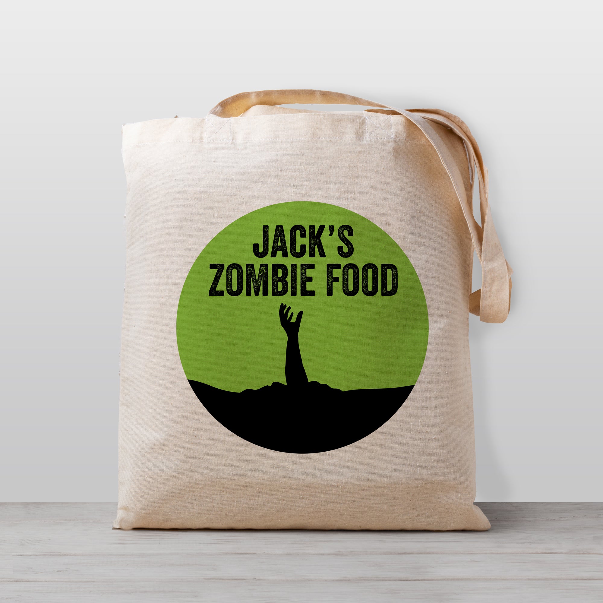Zombie Halloween Trick or Treat Bag, Personalized with your child's name, 100% natural cotton canvas
